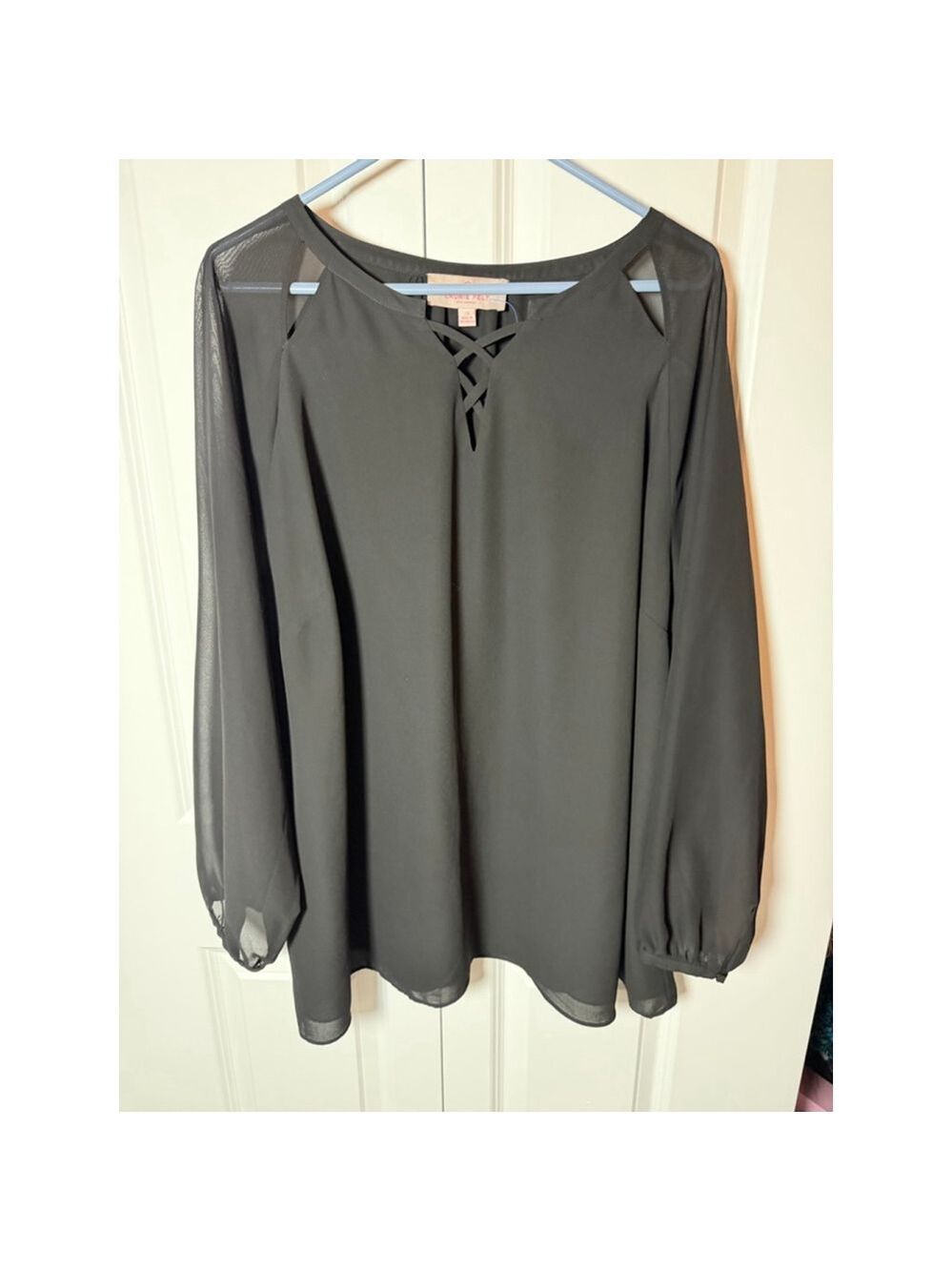 Laurie Felt Black Blouse Plus Size 2X